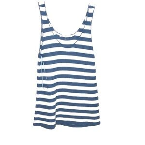 Trina Turk blue and white striped knit tank top Size Large Nautical Beach summer